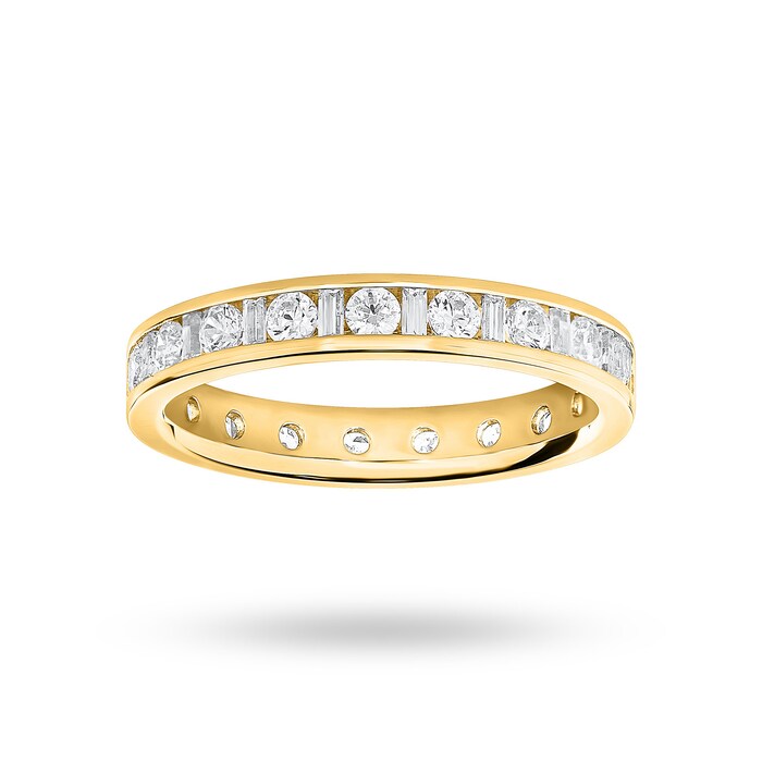 Goldsmiths 9 Carat Yellow Gold 1.00 Carat Dot Dash Channel Set Full Eternity Ring - Ring Size K
