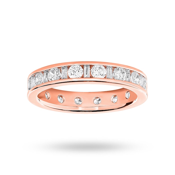 Goldsmiths 18 Carat Rose Gold 1.50 Carat  Dot Dash Channel Set Full Eternity Ring - Ring Size V.5