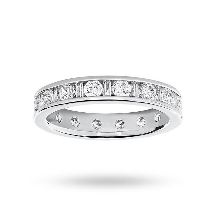 Goldsmiths 9 Carat White Gold 1.50 Carat Dot Dash Channel Set Full Eternity Ring - Ring Size Q.5