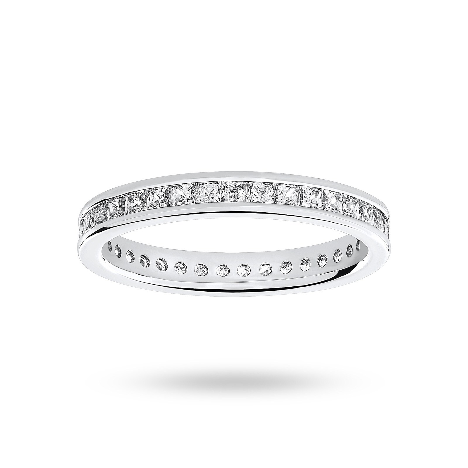 Platinum 1.00 Carat Princess Cut Channel Set Full Eternity Ring - Ring Size O