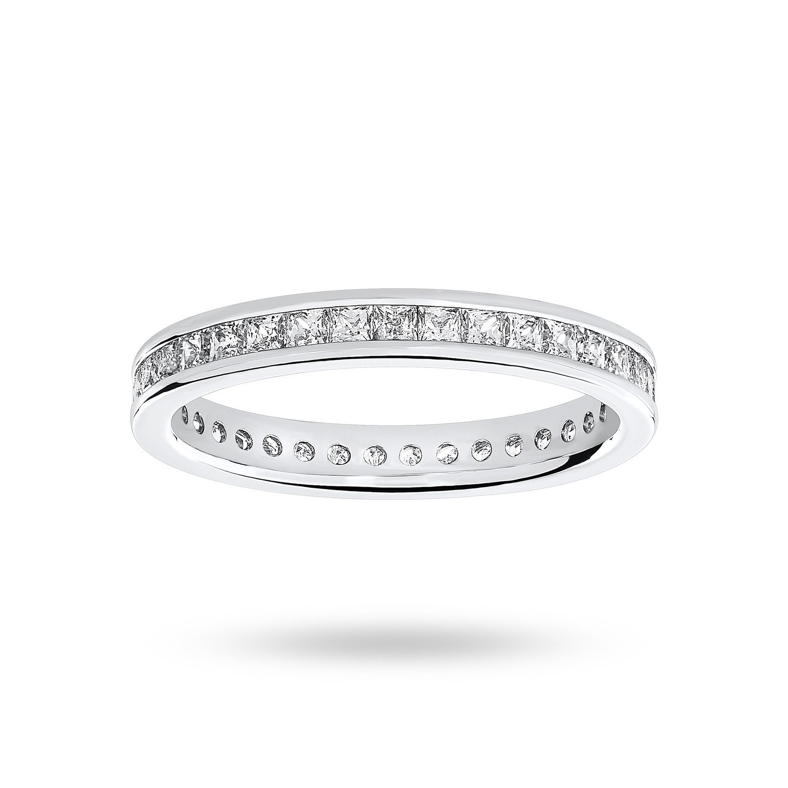 Platinum 1.00 Carat Princess Cut Channel Set Full Eternity Ring - Ring Size L