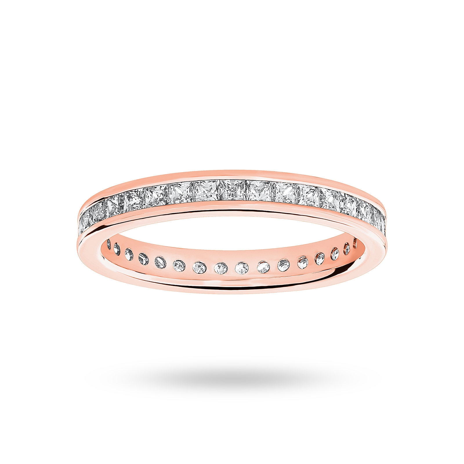 18 Carat Rose Gold 1.00 Carat Princess Cut Channel Set Full Eternity Ring - Ring Size L
