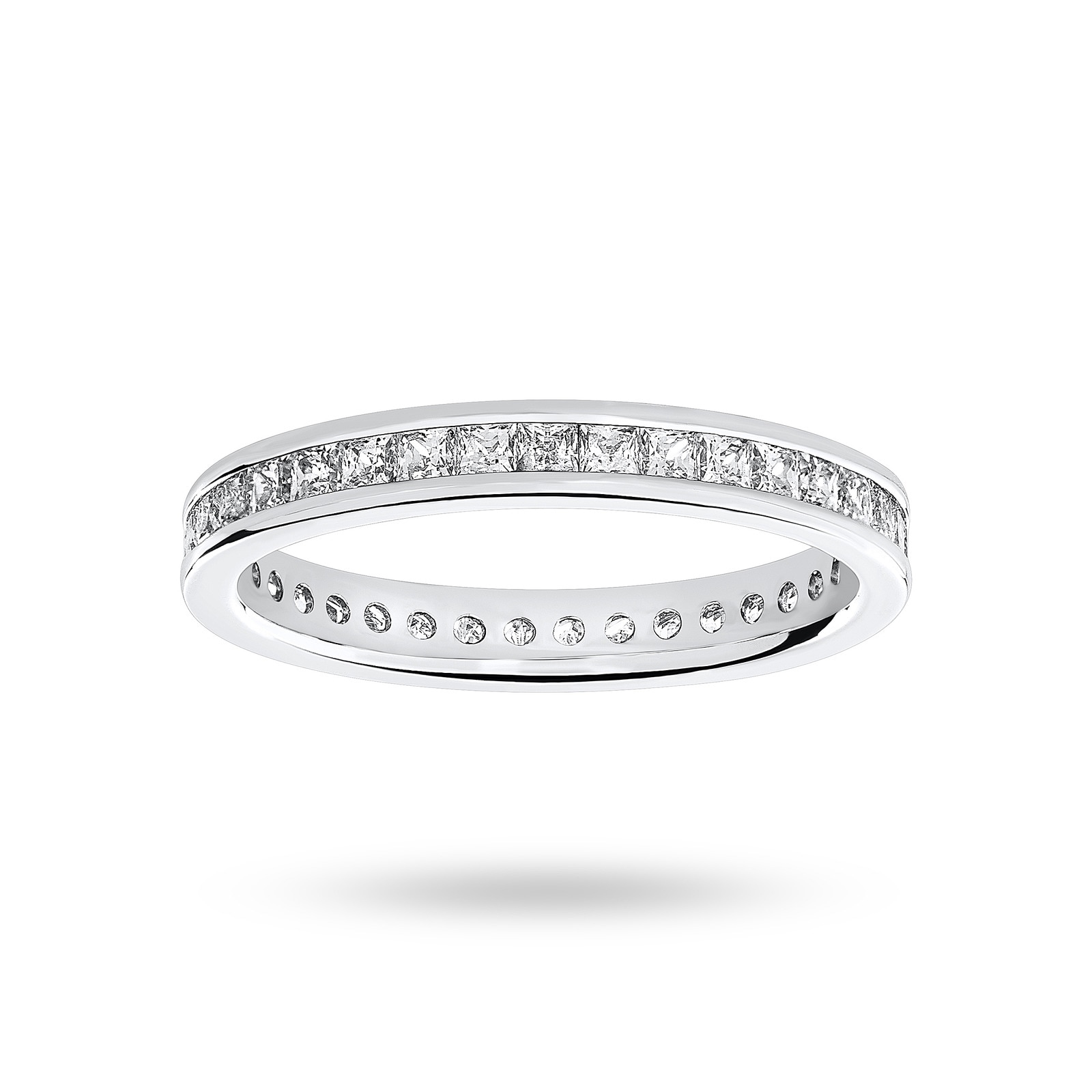 Goldsmiths 18 Carat White Gold 1.00 Carat Princess Cut Channel Set Full Eternity Ring - Ring Size H