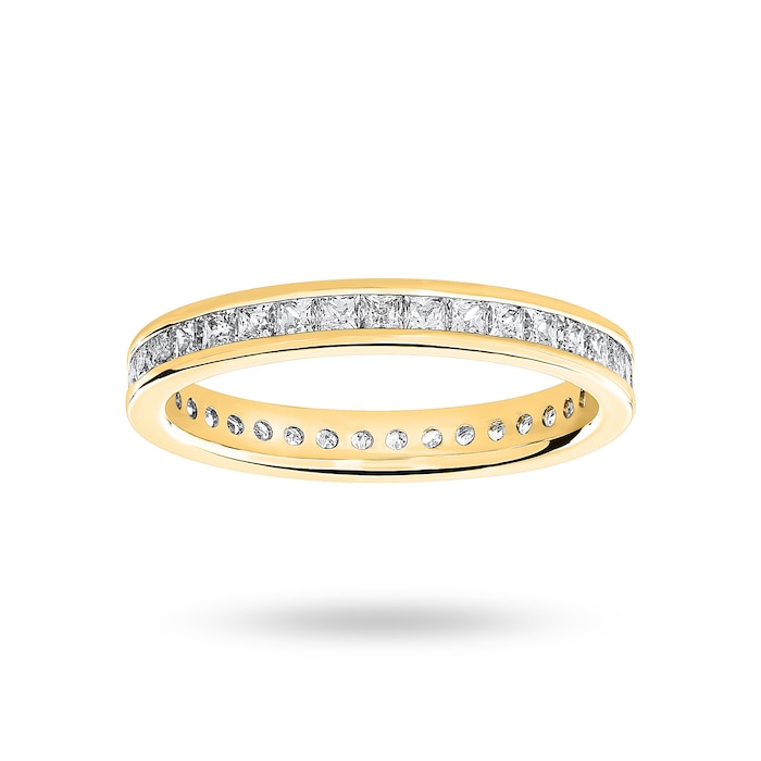 Goldsmiths 18 Carat Yellow Gold 1.00 Carat Princess Cut Channel Set Full Eternity Ring - Ring Size H