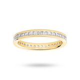 Goldsmiths 18 Carat Yellow Gold 1.00 Carat Princess Cut Channel Set Full Eternity Ring - Ring Size J