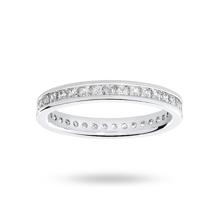 Goldsmiths 9 Carat White Gold 1.00 Carat Princess Cut Channel Set Full Eternity Ring