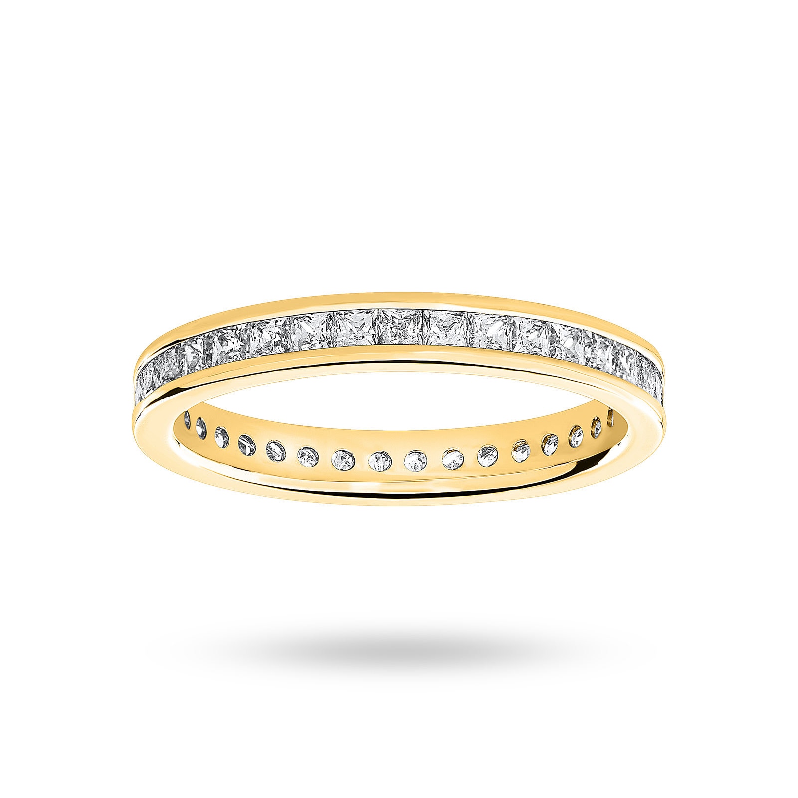 9 Carat Yellow Gold 1.00 Carat Princess Cut Channel Set Full Eternity Ring - Ring Size K