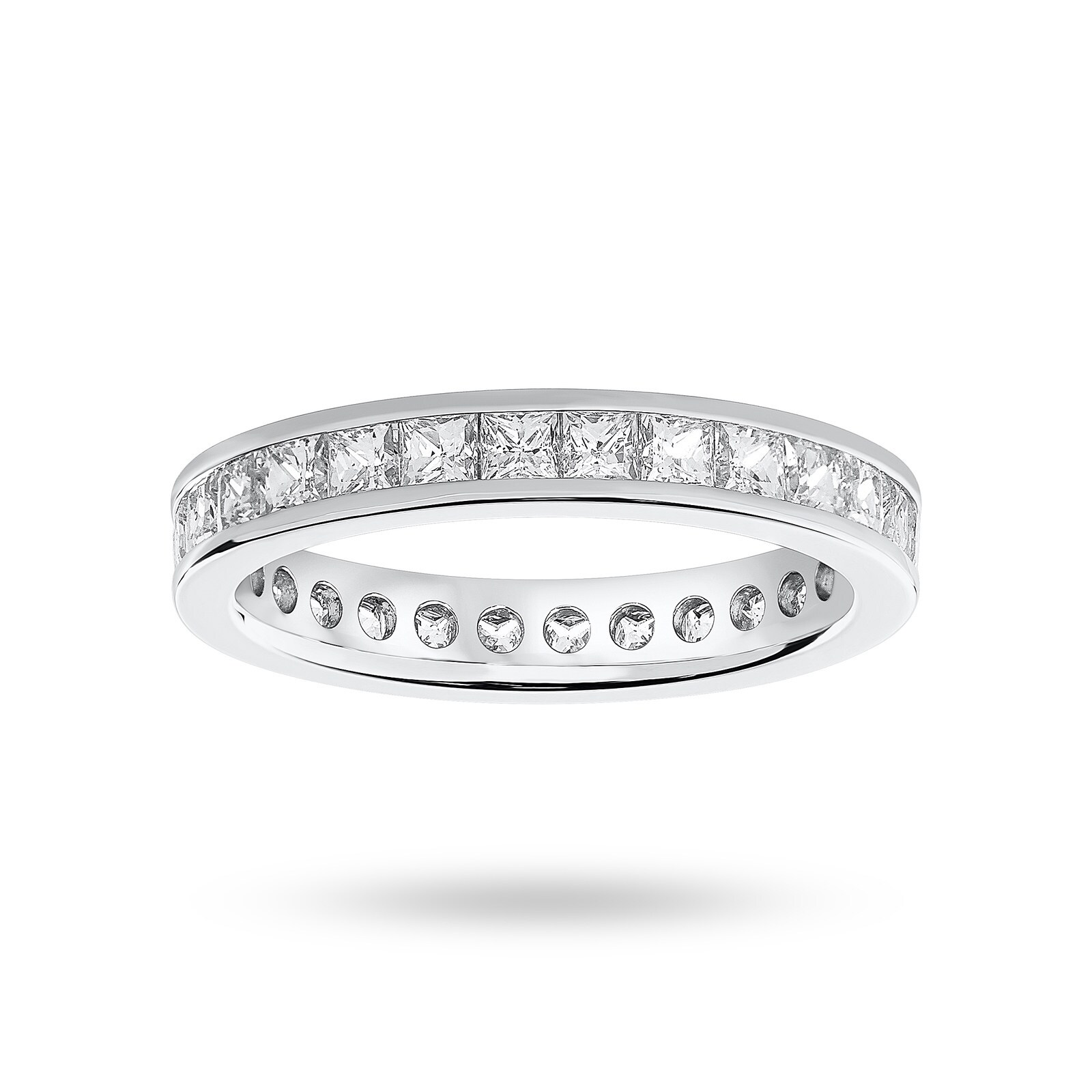 Platinum 2.00 Carat Princess Cut Channel Set Full Eternity Ring - Ring Size P
