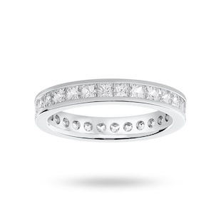 Goldsmiths Platinum 2.00 Carat Princess Cut Channel Set Full Eternity Ring