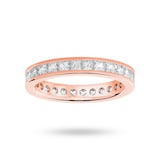 Goldsmiths 18 Carat Rose Gold 2.00 Carat Princess Cut Channel Set Full Eternity Ring - Ring Size K