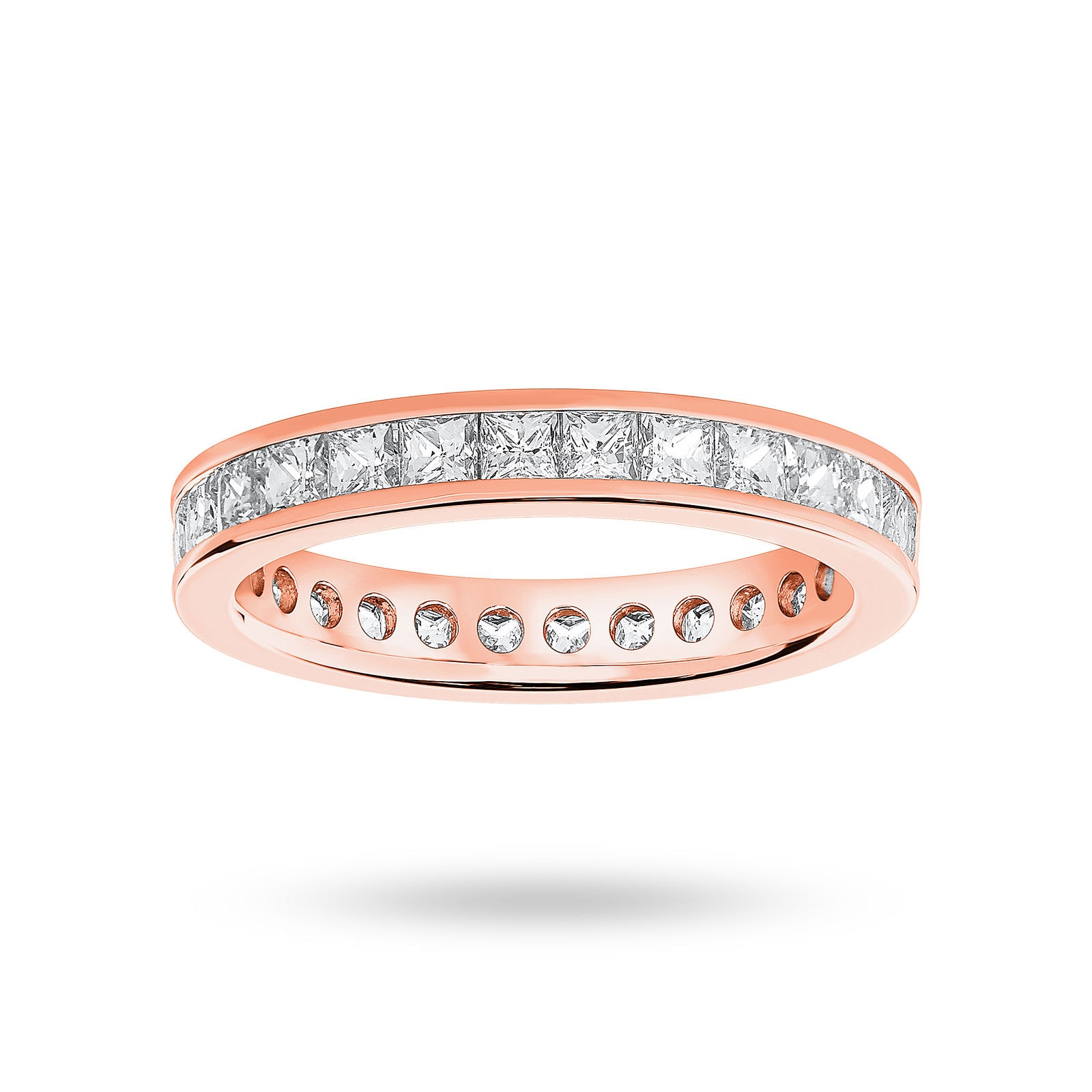 18 Carat Rose Gold 2.00 Carat Princess Cut Channel Set Full Eternity Ring - Ring Size O