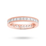 Goldsmiths 18 Carat Rose Gold 2.00 Carat Princess Cut Channel Set Full Eternity Ring