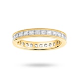 Goldsmiths 18 Carat Yellow Gold 2.00 Carat Princess Cut Channel Set Full Eternity Ring - Ring Size J