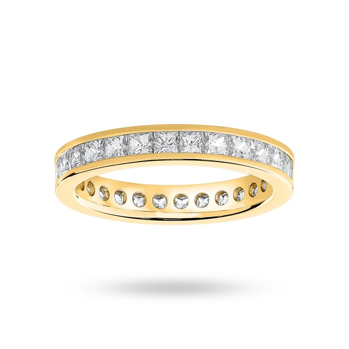 Goldsmiths 18 Carat Yellow Gold 2.00 Carat Princess Cut Channel Set Full Eternity Ring