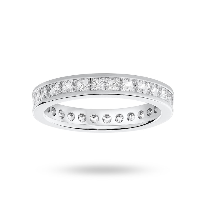 Goldsmiths 9 Carat White Gold 2.00 Carat Princess Cut Channel Set Full Eternity Ring - Ring Size V.5