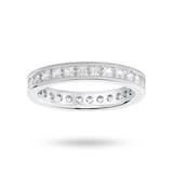 Goldsmiths 9 Carat White Gold 2.00 Carat Princess Cut Channel Set Full Eternity Ring