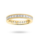 Goldsmiths 9 Carat Yellow Gold 2.00 Carat Princess Cut Channel Set Full Eternity Ring - Ring Size V.5