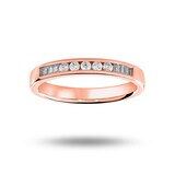 Goldsmiths 9 Carat Rose Gold 0.20 Carat Brilliant Cut And Baguette Channel Set Half Eternity Ring