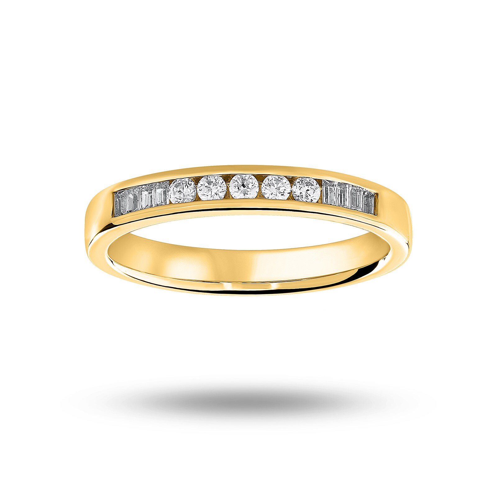 9 Carat Yellow Gold 0.20 Carat Brilliant Cut And Baguette Channel Set Half Eternity Ring - Ring Size P