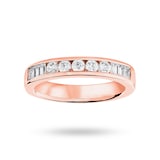 Goldsmiths 18 Carat Rose Gold 0.50 Carat Brilliant Cut And Baguette Channel Set Half Eternity Ring - Ring Size V.5