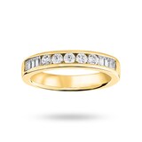 Goldsmiths 18 Carat Yellow Gold 0.50 Carat Brilliant Cut And Baguette Channel Set Half Eternity Ring - Ring Size J