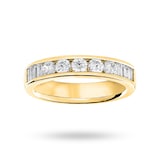 Goldsmiths 9 Carat Yellow Gold 0.75 Carat Brilliant Cut And Baguette Channel Set Half Eternity Ring - Ring Size V.5