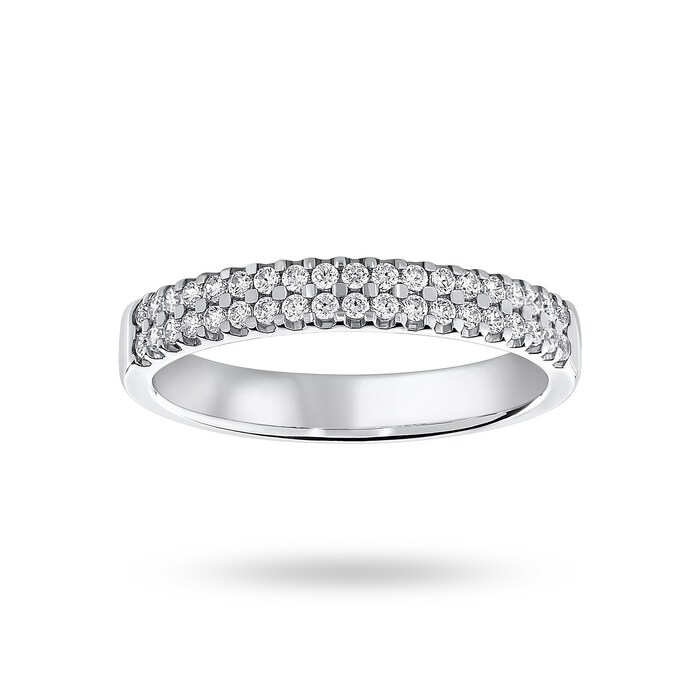 Goldsmiths Platinum 0.25 Carat Brilliant Cut 2 Row Claw Set Half Eternity Ring - Ring Size H