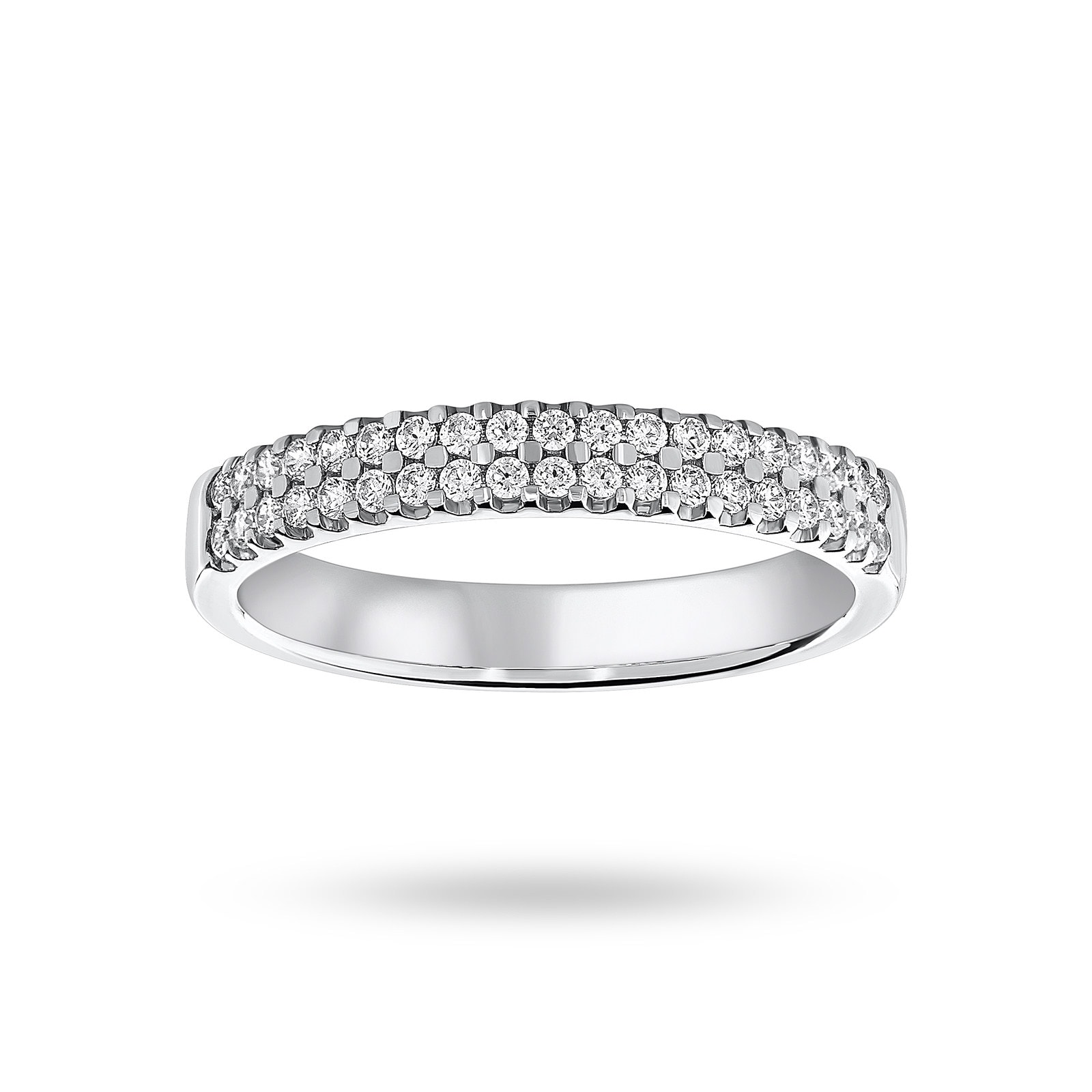 9 Carat White Gold 0.25 Carat Brilliant Cut 2 Row Claw Set Half Eternity Ring - Ring Size P