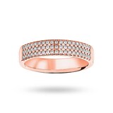 Goldsmiths 18 Carat Rose Gold 0.29 Carat Brilliant Cut 3 Row Claw Set Half Eternity Ring - Ring Size V.5