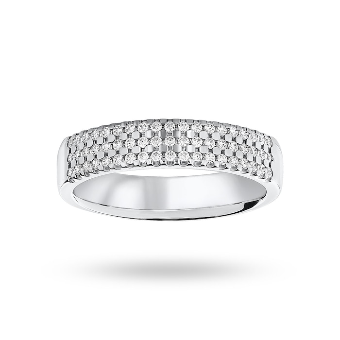 Goldsmiths 18 Carat White Gold 0.29 Carat Brilliant Cut 3 Row Claw Set Half Eternity Ring