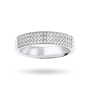 Goldsmiths 18 Carat White Gold 0.29 Carat Brilliant Cut 3 Row Claw Set Half Eternity Ring