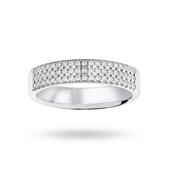 Goldsmiths 9 Carat White Gold 0.29 Carat Brilliant Cut 3 Row Claw Set Half Eternity Ring