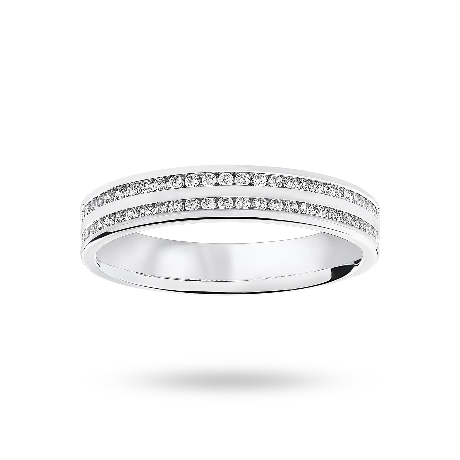 Platinum 0.28 Carat Brilliant Cut 2 Row Channel Set Half Eternity Ring - Ring Size O