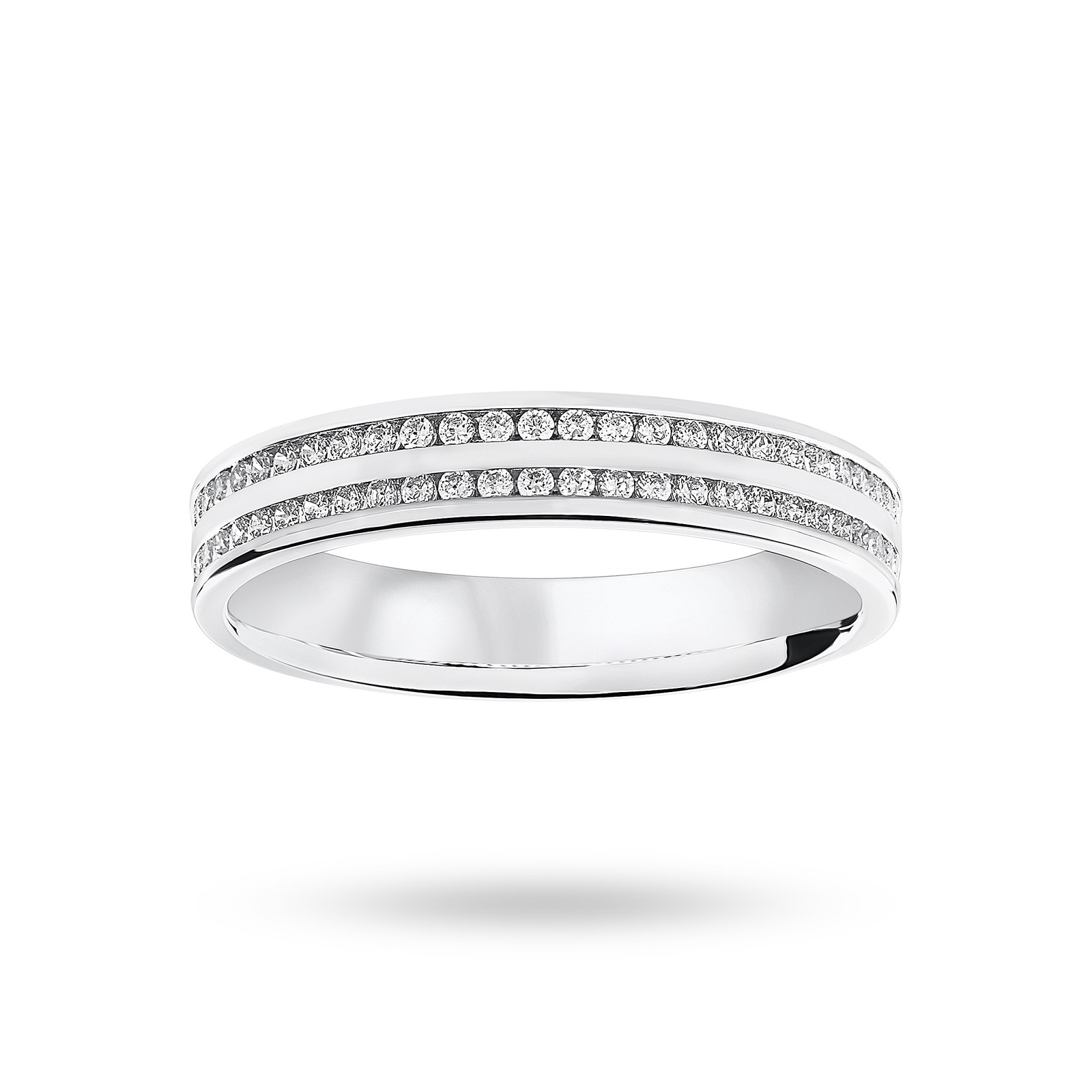 Goldsmiths Platinum 0.28 Carat Brilliant Cut 2 Row Channel Set Half Eternity Ring Goldsmiths Platinum 0.28 Carat Brilliant Cut 2 Row Channel Set Half Eternity Ring