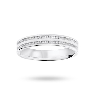 Goldsmiths Platinum 0.28 Carat Brilliant Cut 2 Row Channel Set Half Eternity Ring