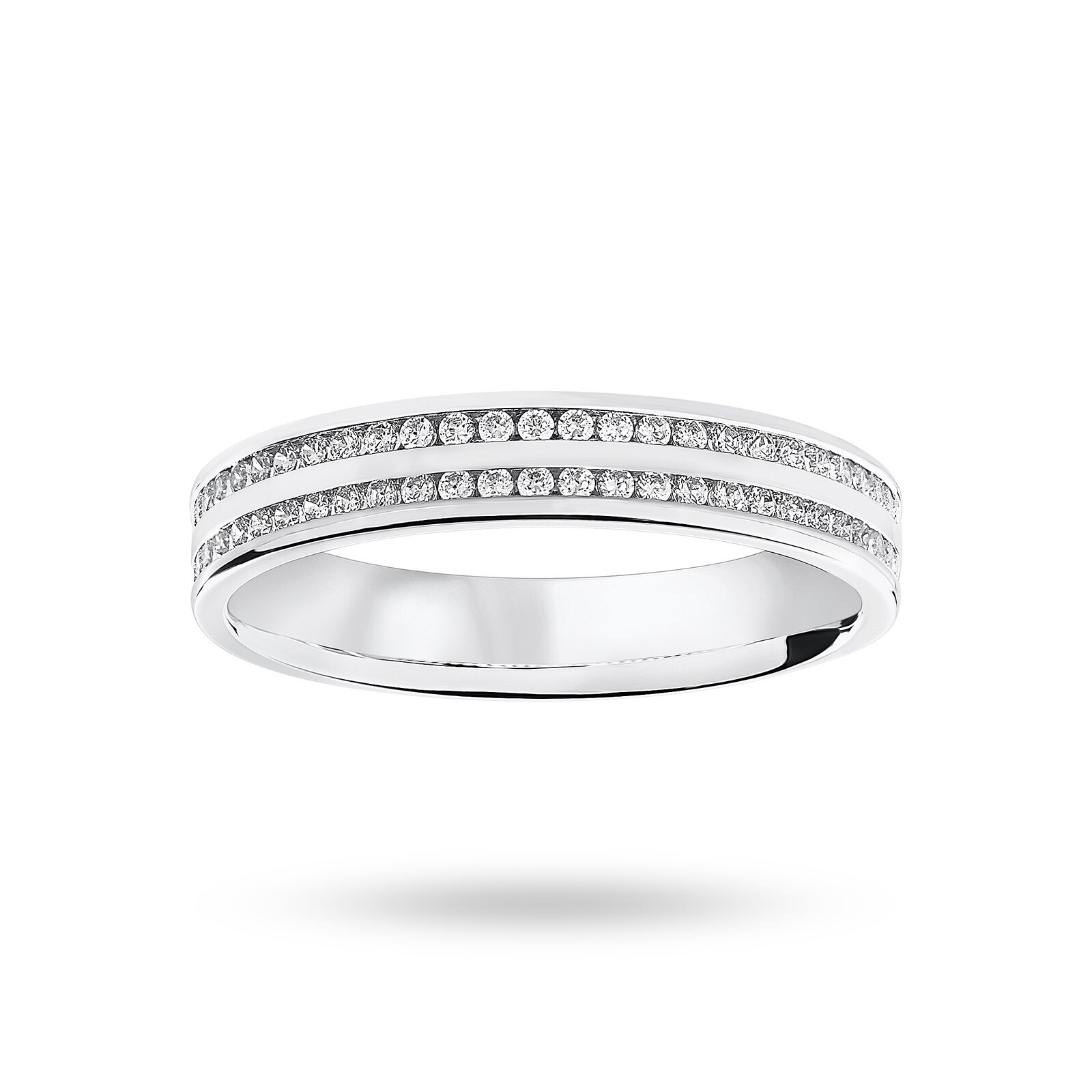 Goldsmiths 18 Carat White Gold 0.28 Carat Brilliant Cut 2 Row Channel Set Half Eternity Ring - Ring Size M