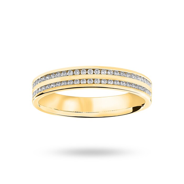 Goldsmiths 18 Carat Yellow Gold 0.28 Carat Brilliant Cut 2 Row Channel Set Half Eternity Ring