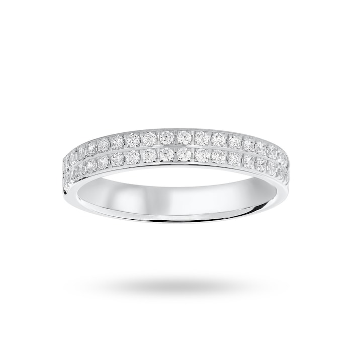 Goldsmiths Platinum 0.25 Carat Brilliant Cut 2 Row Claw Pave Half Eternity Ring - Ring Size K