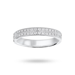 06504992 - Platinum 0.25 Carat Brilliant Cut 2 Row Claw Pave Half Eternity Ring