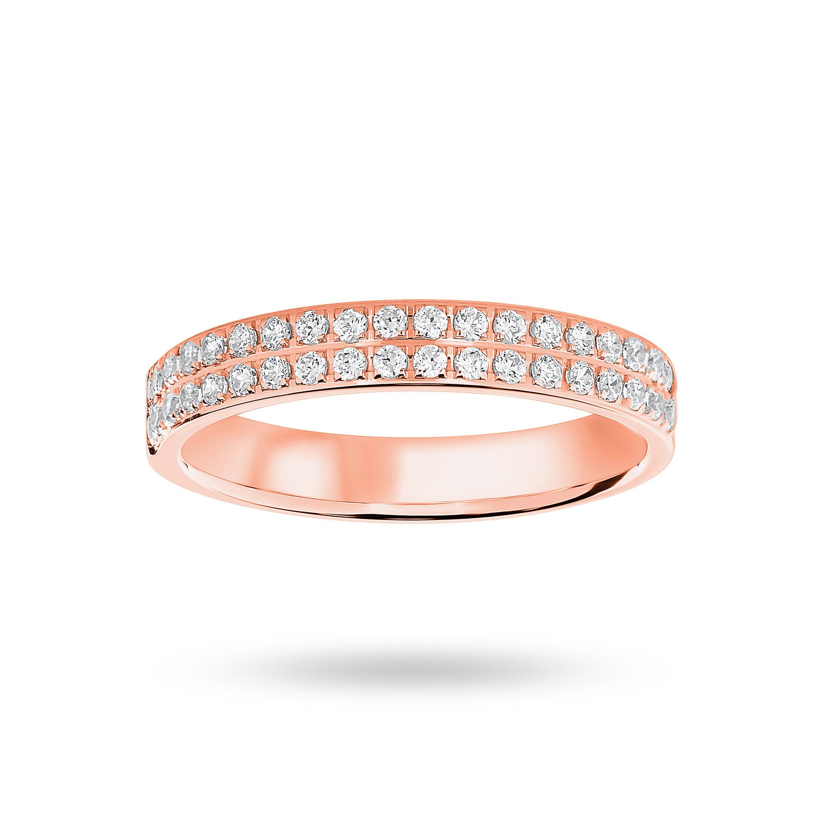 18 Carat Rose Gold 0.25 Carat Brilliant Cut 2 Row Claw Pave Half Eternity Ring - Ring Size N