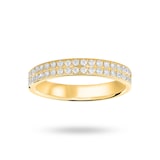 Goldsmiths 18 Carat Yellow Gold 0.25 Carat Brilliant Cut 2 Row Claw Pave Half Eternity Ring - Ring Size M