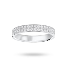 06505012 - 9 Carat White Gold 0.25 Carat Brilliant Cut 2 Row Claw Pave Half Eternity Ring