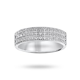 06505020 - Platinum 0.50 Carat Brilliant Cut 3 Row Claw Pave Half Eternity Ring