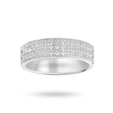 Goldsmiths 9 Carat White Gold 0.50 Carat Brilliant Cut 3 Row Claw Pave Half Eternity Ring - Ring Size K