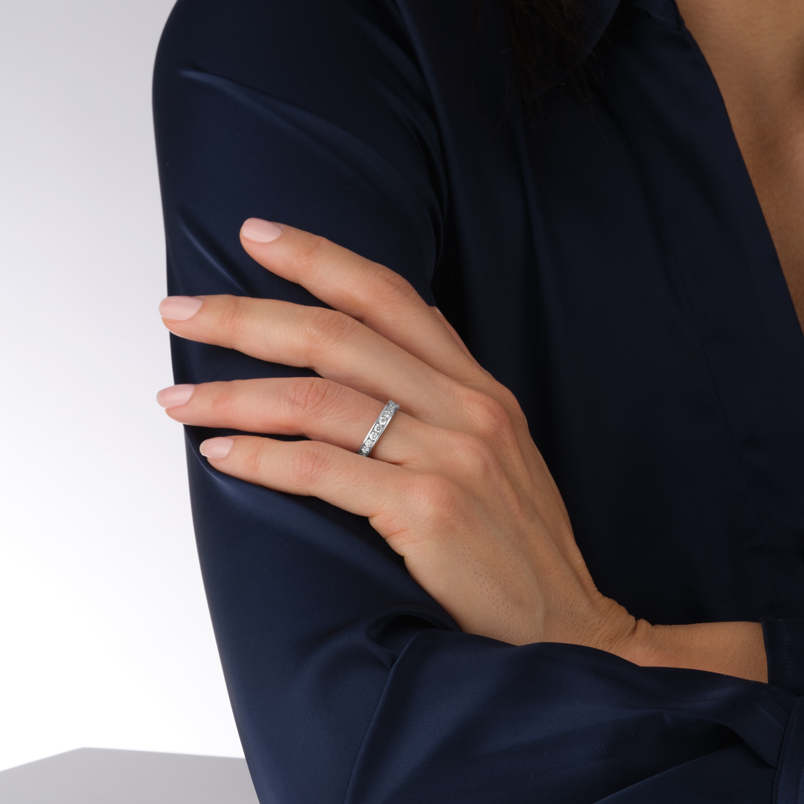 Mappin & Webb Platinum 0.75 Carat Brilliant Cut Half Eternity Ring