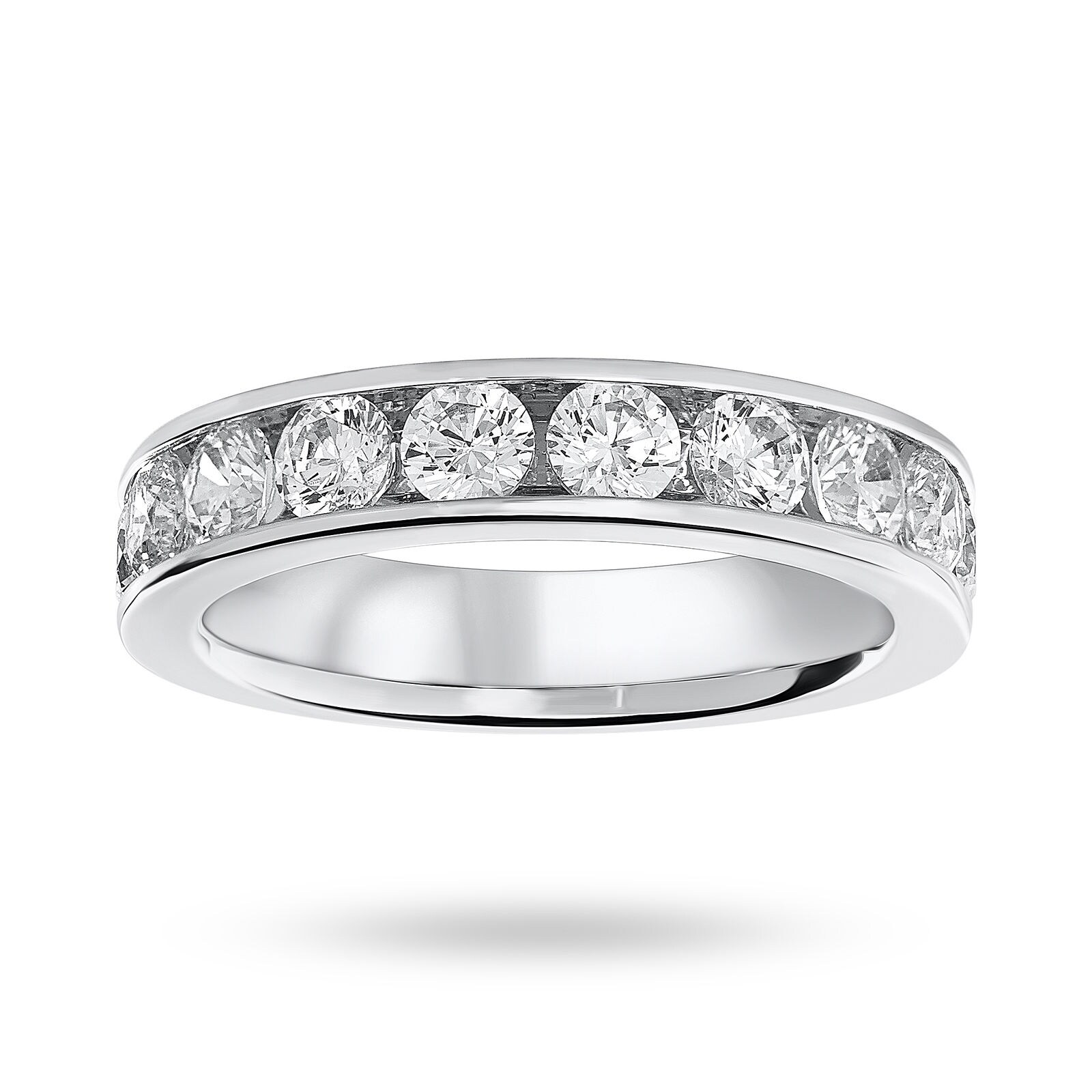Platinum 1.50 Carat Brilliant Cut Half Eternity Ring - Ring Size M