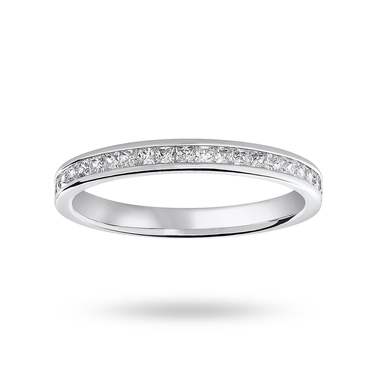 Platinum 0.33 Carat Princess Cut Half Eternity Ring - Ring Size O