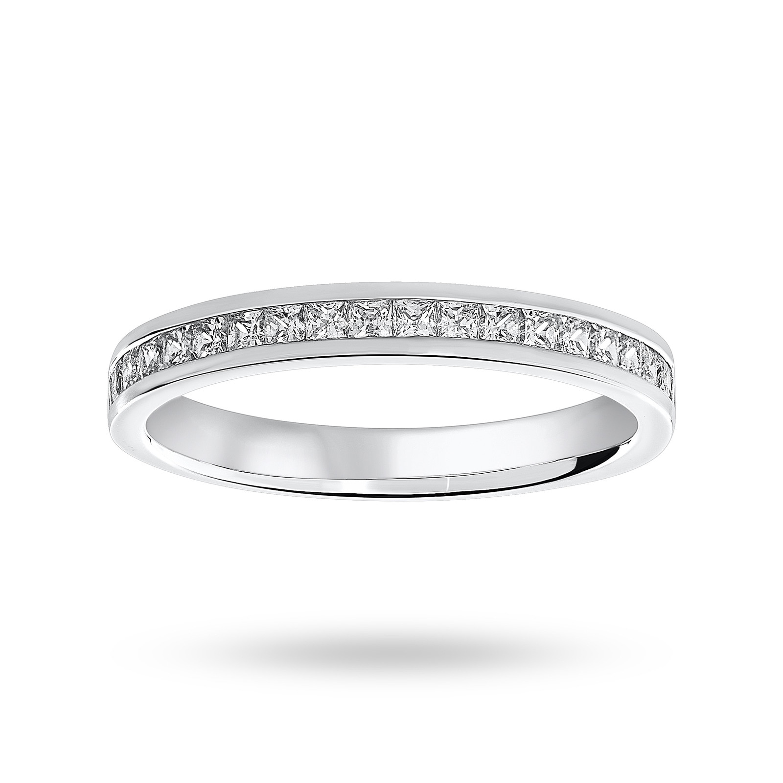 Platinum 0.50 Carat Princess Cut Half Eternity Ring - Ring Size L