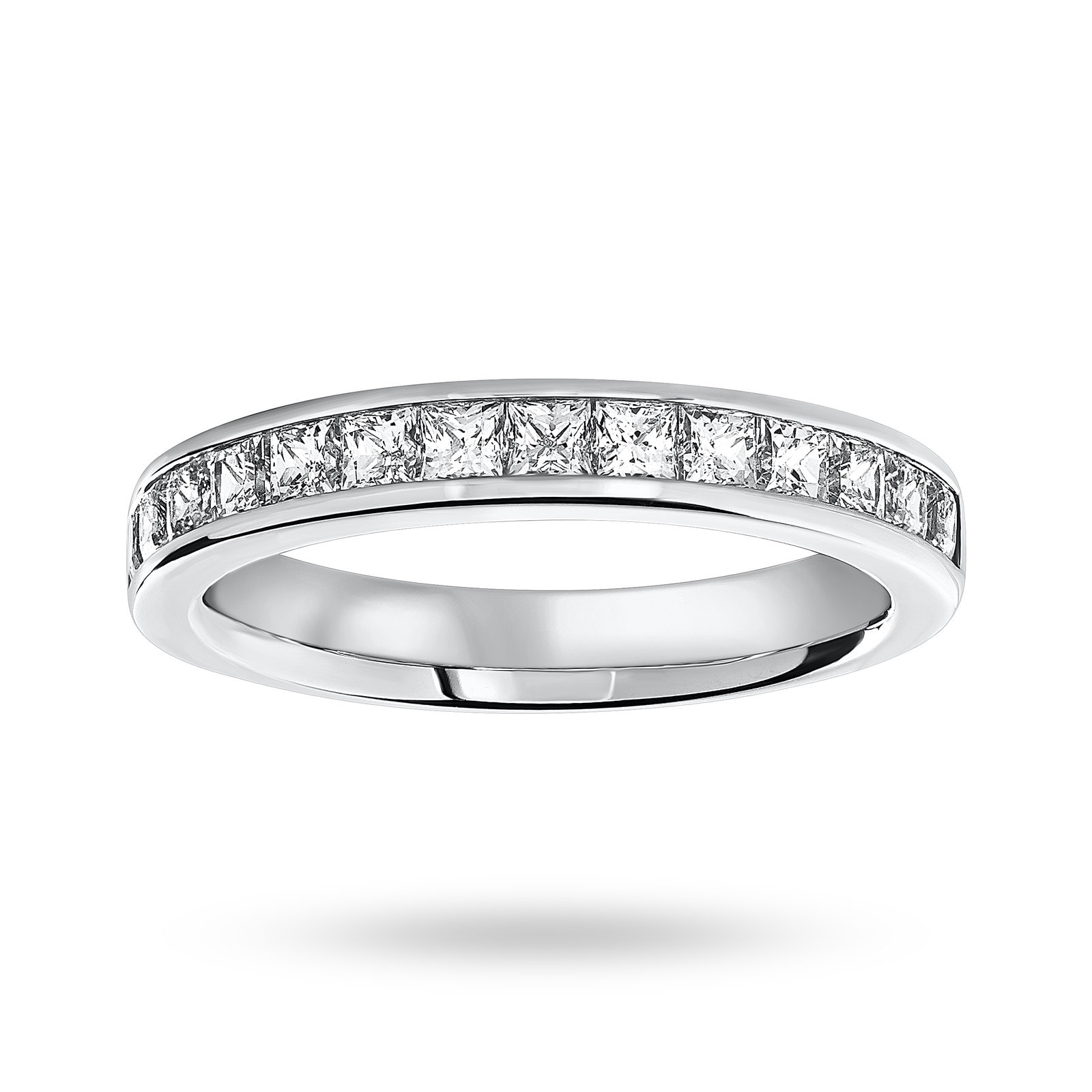 Platinum 1.00 Carat Princess Cut Half Eternity Ring - Ring Size M