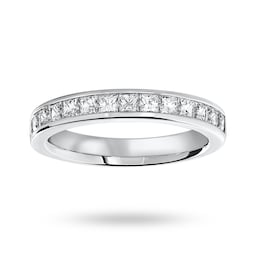 06505227 - Platinum 1.00 Carat Princess Cut Half Eternity Ring